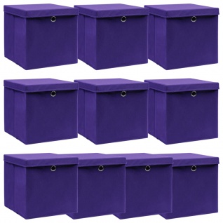 vidaXL Aufbewahrungsboxen mit Deckel 10 Stk. Lila 32×32×32 cm Stoff