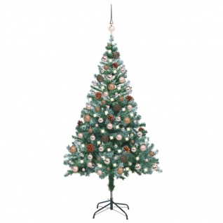 vidaXL Weihnachtsbaum Gefrostet mit LEDs Kugeln Zapfen Set 150 cm