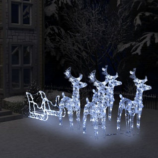 vidaXL Rentiere und Schlitten Weihnachtsdekoration 240 LEDs Acryl