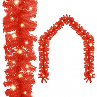 vidaXL Weihnachtsgirlande mit LED-Lichtern 10 m Rot