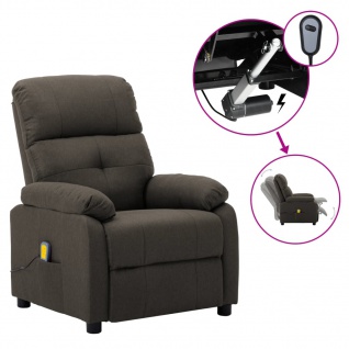 3073820 vidaXL Electric Massage Recliner Chair Taupe Fabric (289680+327254)