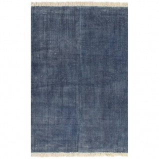 vidaXL Kelim-Teppich Baumwolle 160x230 cm Blau