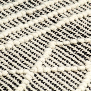 vidaXL Teppich Handgewebt Wolle 80×150 cm Schwarz/Weiß - Vorschau 3
