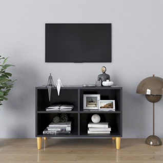 vidaXL TV-Schrank mit Massivholz-Beinen Grau 69, 5x30x50 cm