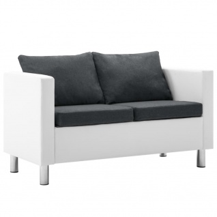 vidaXL 2-Sitzer-Sofa Kunstleder Weiß und Dunkelgrau