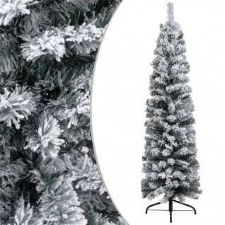 vidaXL Schlanker Künstlicher Weihnachtsbaum Beschneit Grün 120 cm PVC