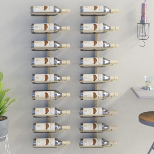 vidaXL Wand-Weinregale für 9 Flaschen 2 Stk. Golden Eisen