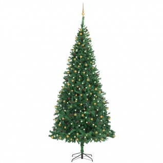 vidaXL Künstlicher Weihnachtsbaum mit LEDs & Kugeln 300 cm Grün