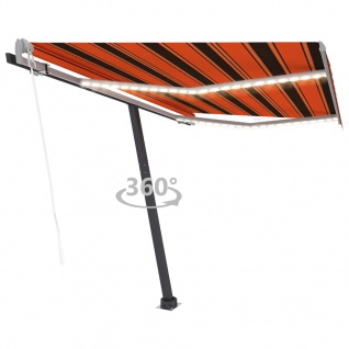 vidaXL Automatische Markise mit LED Windsensor 350x250 cm Orange/Braun