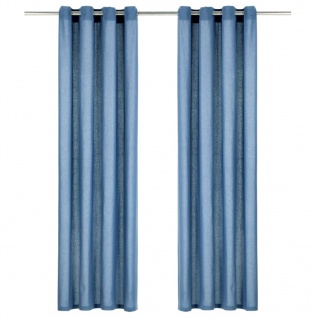 vidaXL Vorhänge mit Metallösen 2 Stk. Baumwolle 140 x 225 cm Blau