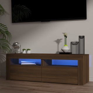 vidaXL TV-Schrank mit LED-Leuchten Braun Eichen-Optik 120x35x40 cm