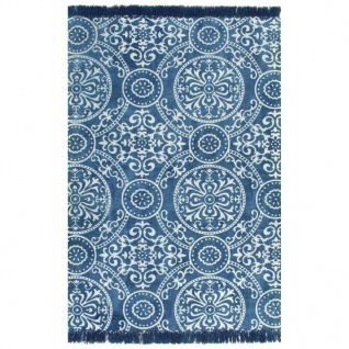 vidaXL Kelim-Teppich Baumwolle 120x180 cm mit Muster Blau