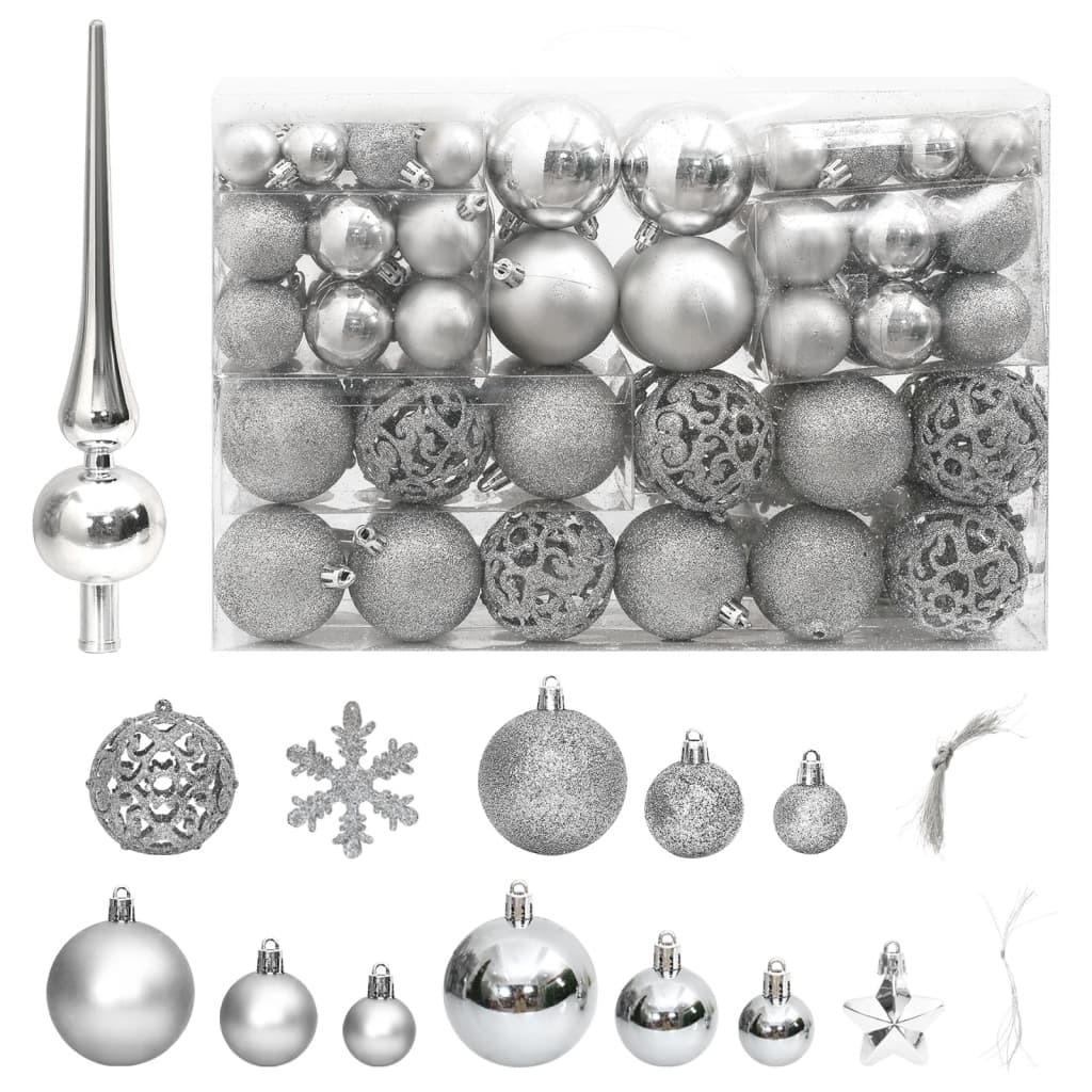 vidaXL 111-tlg. Weihnachtskugel-Set Silbern Polystyrol