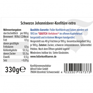 Marmelade aus dem Schwarzwald Faller Johannisbeere schwarz Konfitüre extra 330 g - Vorschau 2