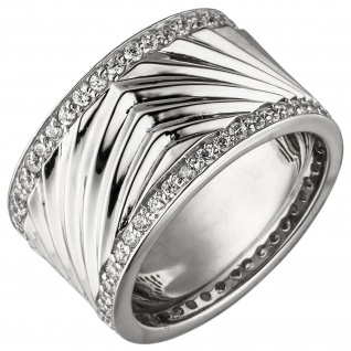 Damen Ring breit 925 Sterling Silber mit Zirkonia Silberring