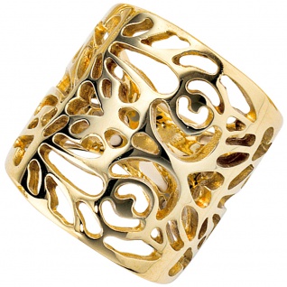 Damen Ring breit 585 Gold Gelbgold Goldring