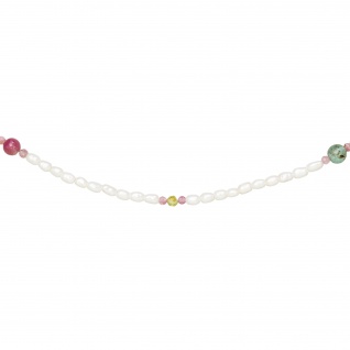 Halskette Kette mit Perlen Peridot Turmalin 45 cm 2