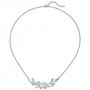Collier Halskette Blätter Edelstahl mit Glitzereffekt 46 cm Kette - Vorschau 2