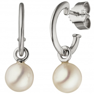 Ohrhänger 585 Gold Weißgold 2 Süßwasser Perlen Ohrringe Perlenohrringe