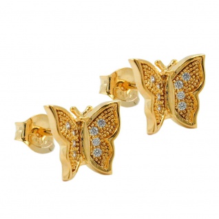 Ohrstecker Ohrring 8x10mm Schmetterling vergoldet 3 Mikron