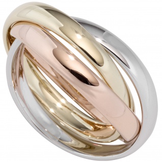 Damen Ring 3-reihig verschlungen 585 Gold tricolor dreifarbig Goldring