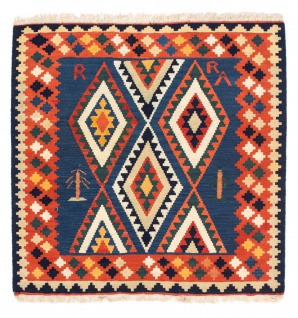 Morgenland Kelim Teppich - Oriental quadratisch - 100 x 98 cm - dunkelblau