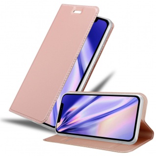 Cadorabo Hülle kompatibel mit Apple iPhone 12 MINI in CLASSY ROSÉ GOLD - Schutzhülle mit Magnetverschluss, Standfunktion und Kartenfach
