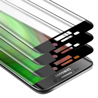 Cadorabo 3x Vollbild Panzer Folie für Samsung Galaxy S7 EDGE Schutzfolie in TRANSPARENT mit SCHWARZ 3er Pack Gehärtetes (Tempered) Display-Schutzglas in 9H Härte mit 3D Touch