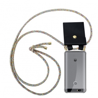 Cadorabo Handy Kette kompatibel mit Huawei NOVA in RAINBOW - Silikon Schutzhülle mit Gold Ringen, Kordel Band und abnehmbarem Etui