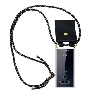 Cadorabo Handy Kette für LG V40 in CAMOUFLAGE Silikon Necklace Umhänge Hülle mit Gold Ringen, Kordel Band Schnur und abnehmbarem Etui Schutzhülle