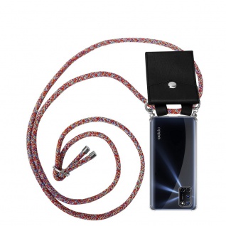 Cadorabo Handy Kette für Oppo A52 in COLORFUL PARROT Silikon Necklace Umhänge Hülle mit Silber Ringen, Kordel Band Schnur und abnehmbarem Etui Schutzhülle