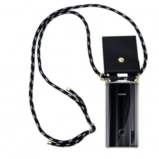 Cadorabo Handy Kette für Honor 20e in SCHWARZ SILBER Silikon Necklace Umhänge Hülle mit Gold Ringen, Kordel Band Schnur und abnehmbarem Etui Schutzhülle