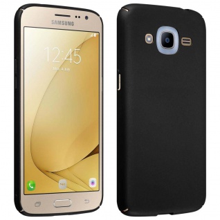 Cadorabo Hülle kompatibel mit Samsung Galaxy J2 2016 in METALL SCHWARZ - Hard Case Schutzhülle in Metall Optik gegen Kratzer und Stöße