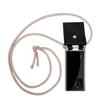 Cadorabo Handy Kette für Huawei P40 in PERLIG ROSÉGOLD Silikon Necklace Umhänge Hülle mit Silber Ringen, Kordel Band Schnur und abnehmbarem Etui Schutzhülle