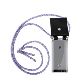 Cadorabo Handy Kette kompatibel mit Huawei NOVA in UNICORN - Silikon Schutzhülle mit Silbernen Ringen, Kordel Band und abnehmbarem Etui