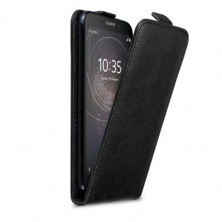 Cadorabo Hülle für Sony Xperia L2 in NACHT SCHWARZ Handyhülle im Flip Design mit Magnetverschluss Case Cover Schutzhülle Etui Tasche Book Klapp Style
