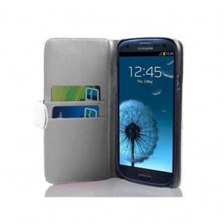 Cadorabo Hülle für Samsung Galaxy S3 / S3 NEO in POLAR WEIß Handyhülle aus glattem Kunstleder mit Standfunktion und Kartenfach Case Cover Schutzhülle Etui Tasche Book Klapp Style