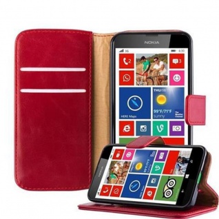 Cadorabo Hülle für Nokia Lumia 630 in WEIN ROT Handyhülle mit Magnetverschluss, Standfunktion und Kartenfach Case Cover Schutzhülle Etui Tasche Book Klapp Style