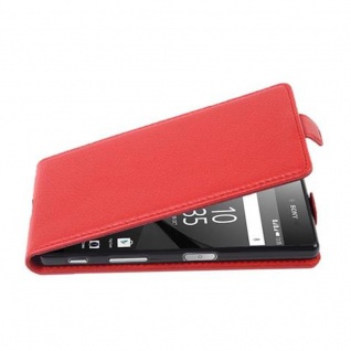 Cadorabo Hülle für Sony Xperia Z5 COMPACT in INFERNO ROT Handyhülle im Flip Design aus strukturiertem Kunstleder Case Cover Schutzhülle Etui Tasche Book Klapp Style