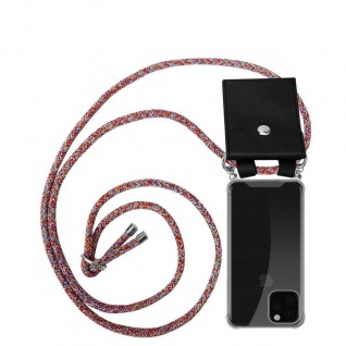Cadorabo Handy Kette kompatibel mit Apple iPhone 11 PRO MAX in COLORFUL PARROT - Silikon Schutzhülle mit Silbernen Ringen, Kordel Band und abnehmbarem Etui