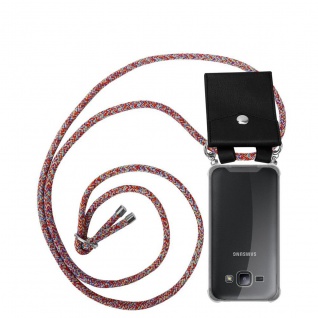 Cadorabo Handy Kette kompatibel mit Samsung Galaxy J1 2015 in COLORFUL PARROT - Silikon Schutzhülle mit Silbernen Ringen, Kordel Band und abnehmbarem Etui