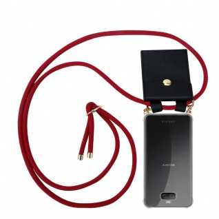 Cadorabo Handy Kette für Sony Xperia 10 PLUS in RUBIN ROT Silikon Necklace Umhänge Hülle mit Gold Ringen, Kordel Band Schnur und abnehmbarem Etui Schutzhülle
