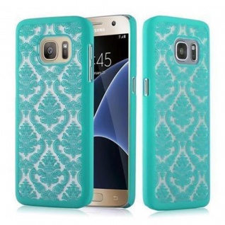 Cadorabo Hülle kompatibel mit Samsung Galaxy S7 in GRÜN - Hard Case Schutzhülle in Blumen Paisley Henna Design gegen Kratzer und Stöße