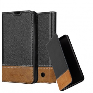 Cadorabo Hülle für Nokia Lumia 550 in SCHWARZ BRAUN Handyhülle mit Magnetverschluss, Standfunktion und Kartenfach Case Cover Schutzhülle Etui Tasche Book Klapp Style