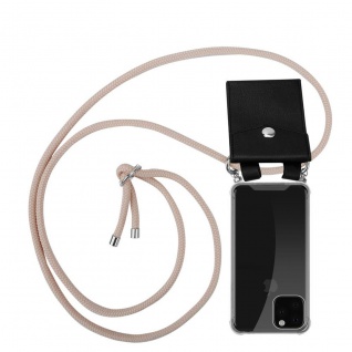 Cadorabo Handy Kette kompatibel mit Apple iPhone 11 PRO MAX in PERLIG ROSÉGOLD - Silikon Schutzhülle mit Silbernen Ringen, Kordel Band und abnehmbarem Etui