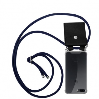 Cadorabo Handy Kette für Apple iPhone 8 PLUS / 7 PLUS / 7S PLUS in TIEF BLAU Silikon Necklace Umhänge Hülle mit Silber Ringen, Kordel Band Schnur und abnehmbarem Etui Schutzhülle