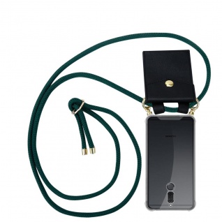 Cadorabo Handy Kette kompatibel mit Huawei MATE 10 / NOVA 2i in ARMEE GRÜN - Silikon Schutzhülle mit Gold Ringen, Kordel Band und abnehmbarem Etui