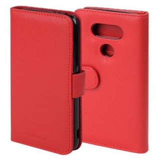 Cadorabo Hülle für LG G5 in INFERNO ROT Handyhülle mit Magnetverschluss und 3 Kartenfächern Case Cover Schutzhülle Etui Tasche Book Klapp Style