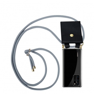 Cadorabo Handy Kette kompatibel mit Huawei P40 in SILBER GRAU - Silikon Schutzhülle mit Gold Ringen, Kordel Band und abnehmbarem Etui