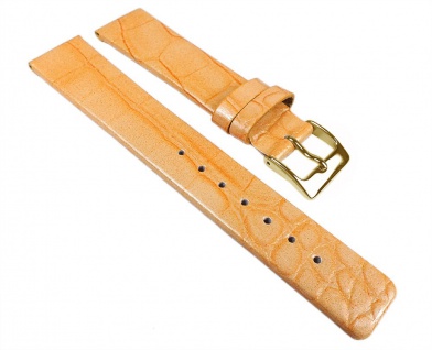 Uhrenarmband Leder Band Apricot, glänzend mit Kroko Prägung 25260G